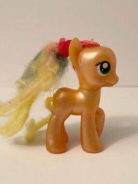 MLP G4 Glitter Applejack Mini Figure Clear Gold Orange Heart Hoof
